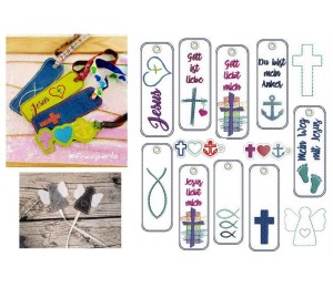 Stickserie ITH - Christliche Motive Lesezeichen Anhänger Fisch